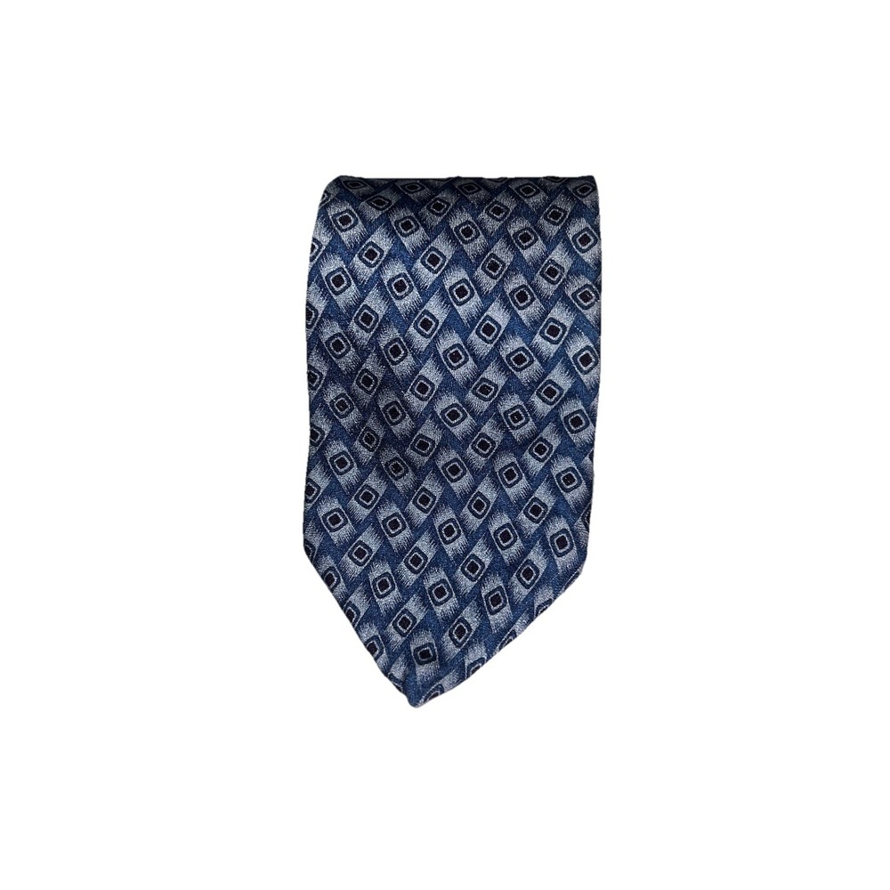 Vintage Structure Silk Tie Navy Gold Geometric USA Made Classic